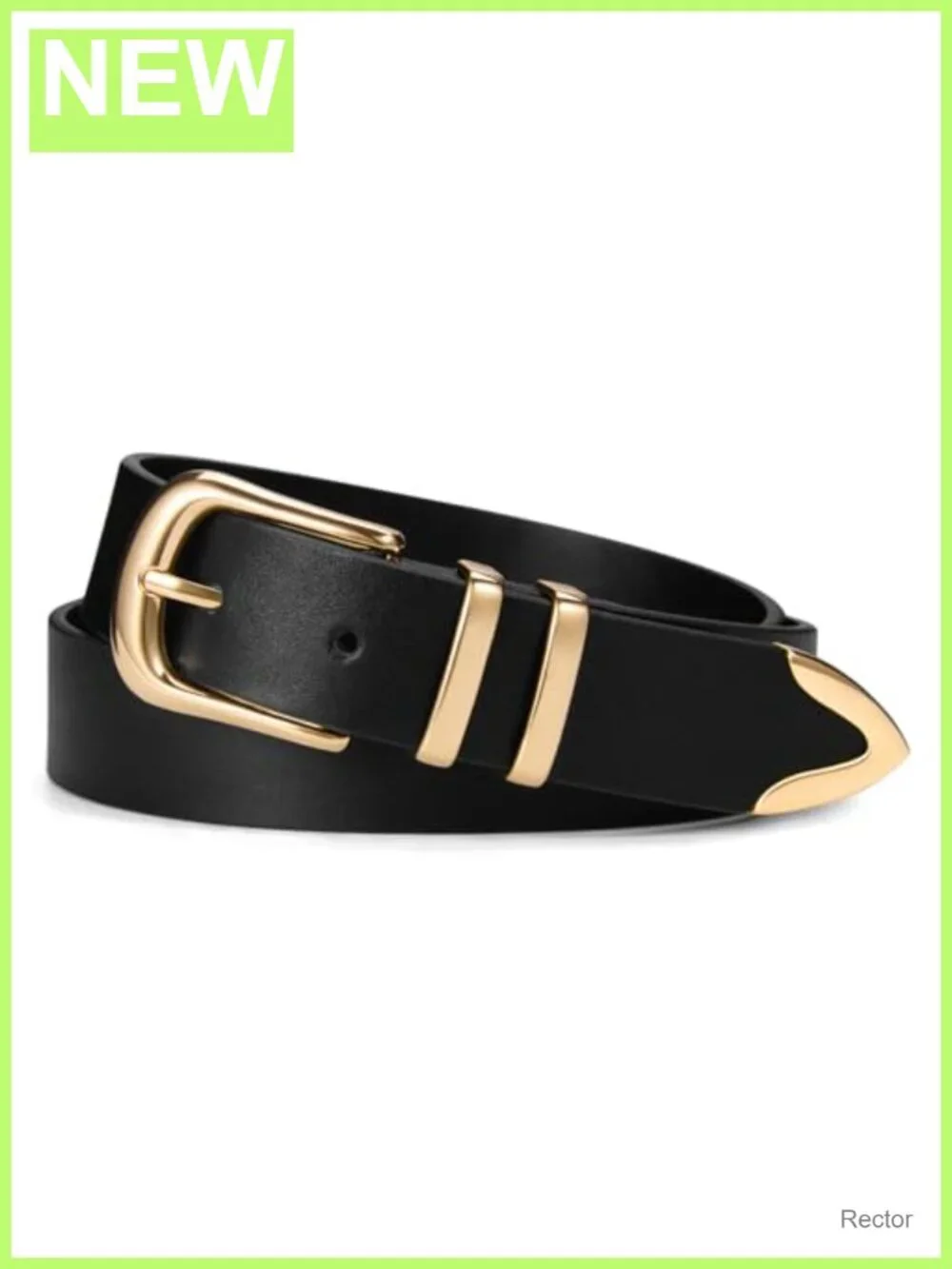 Women Faux Leather Belt with Gold Buckle Casual Waist Belt for Jeans Dresses